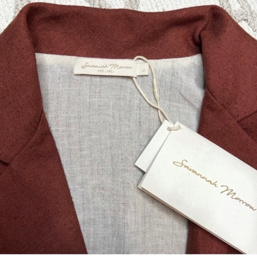 NWT Revolve x Savannah Morrow Jada Cropped Blazer Jacket In Mahogany - Picture 6 of 11